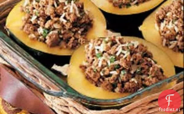 Calabaza rellena de carne al curry