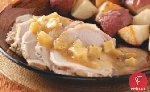 Cerdo asado con manzana