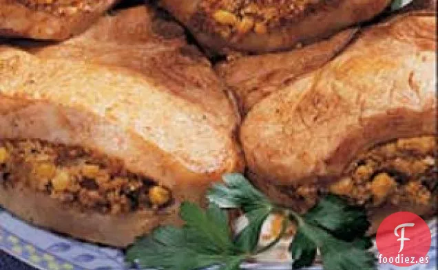 Chuletas de mariposa rellenas de maíz
