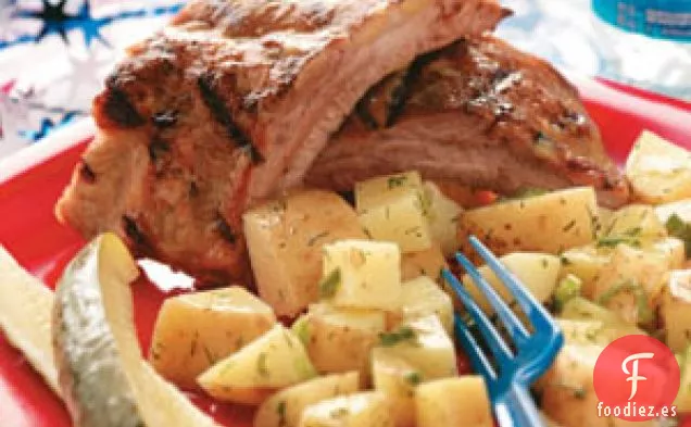 Costillas de cerdo con sabor a melocotón