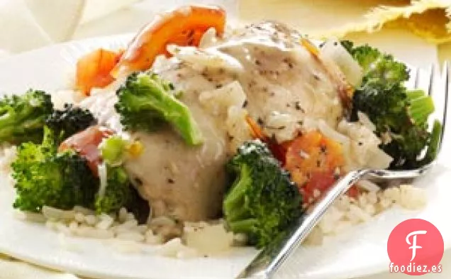 Pollo con hierbas y verduras