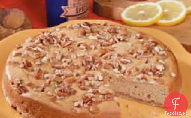 Tortitas de nuez moscada, nueces pecanas y caramelo