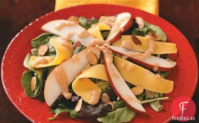 Ensaladas de cosecha con vinagreta de pera