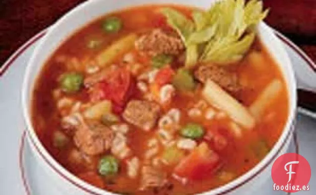 Sopa de cebada y carne de res
