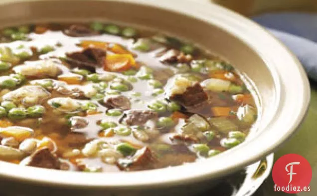 Sopa de cebada y carne de res