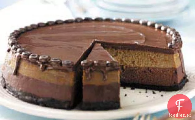 Tarta de queso y moca en capas