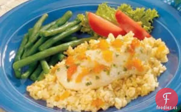 Pollo y arroz soleados
