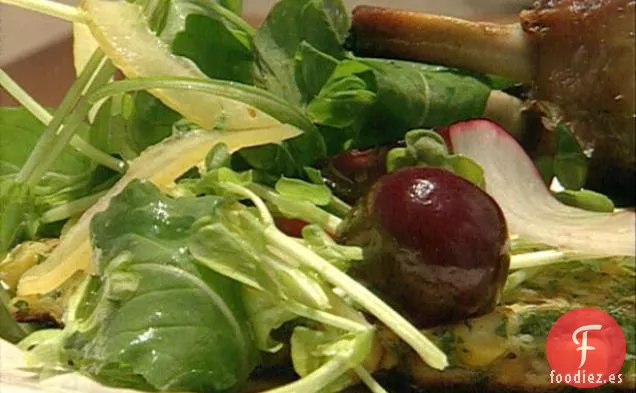 Ensalada de brotes de cerezas y guisantes de nieve