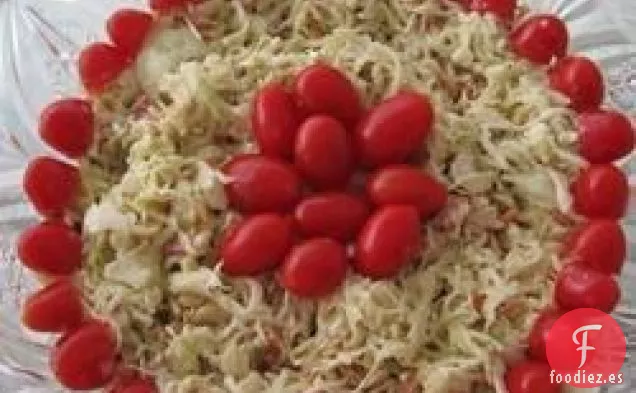 Ensalada de col roja, blanca y azul