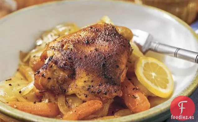 Muslos de Pollo Estofados Con Zanahorias y Patatas