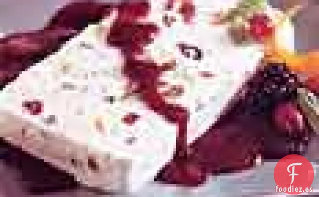 Semifreddo de Jengibre, Higo y Arándanos con salsa de Mora