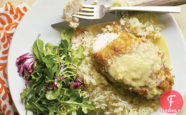 Pollo de Macadamia con Salsa de Naranja y Jengibre y Pilaf de Coco
