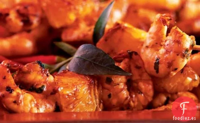 Brochetas de Camarones de Naranja y Jengibre