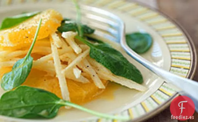 Ensalada De Jícama Y Naranja Con Vinagreta De comino Cítrico