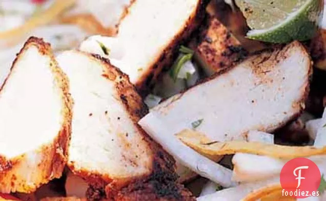 Ensalada de Jícama con Pollo con Especias y Chile