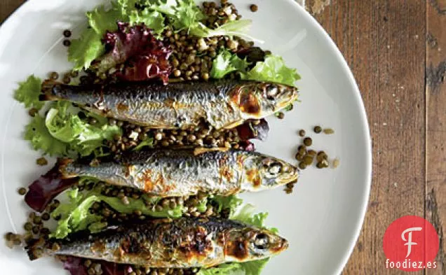Sardinas a la Parrilla con Lentejas Beluga