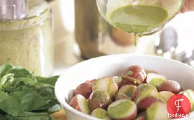 Patatas Calientes Con Vinagreta De Albahaca