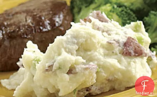 Patatas de piel Roja Aplastadas Con Boursin y Cebolletas