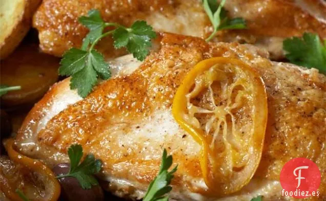 Pechuga De Pollo Con Naranja, Aceitunas Y Patatas Nuevas