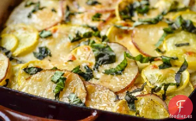 Gratinado De Patata, Calabaza Y Queso De Cabra