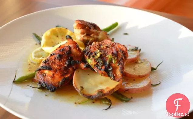 Pollo Crujiente A Limón Asado Con Patatas
