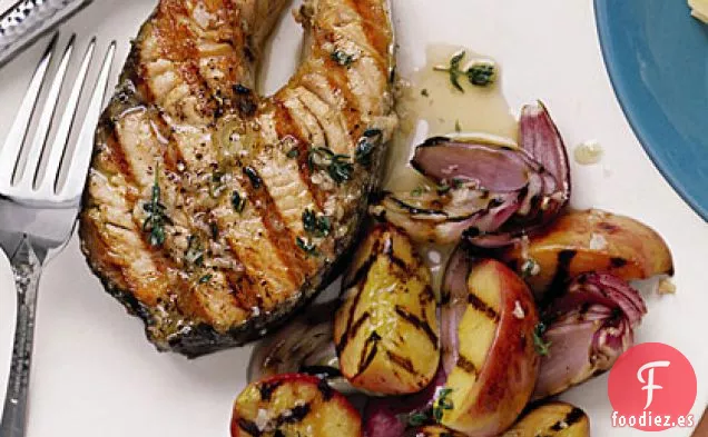 Salmón con Jengibre y Melocotones