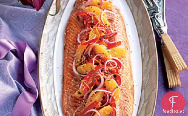 Salmón Con Sésamo Y Salsa De Naranja y jengibre