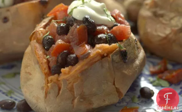 Receta De Ensalada De Batatas Con Frijoles Negros Calientes