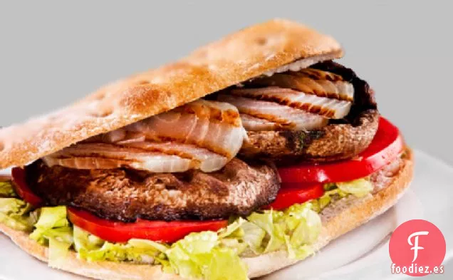 Rip Hamburguesa De Champiñones Portobello De Esselstyn Con Patatas Fritas Dulces