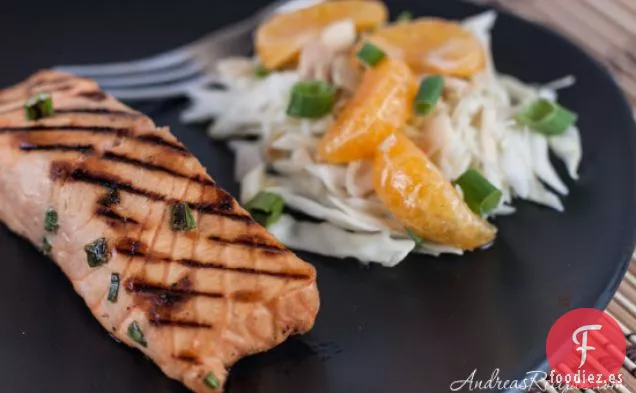 Salmón a La Parrilla Marinado con Miso