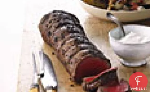 Solomillo De Ternera A La Parrilla Con Paquetes De Vagabundos De Patata