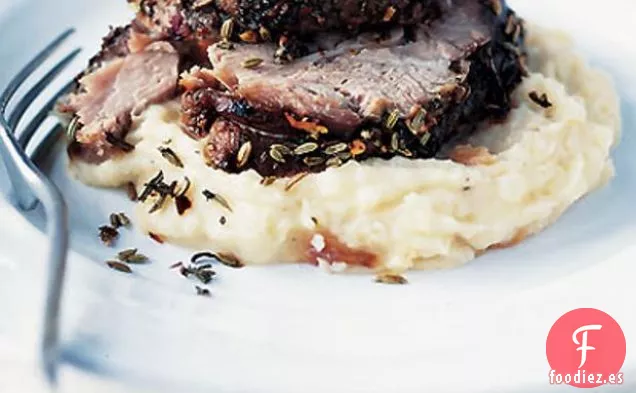 Cerdo Toscano Asado A Fuego Lento Con Puré De Ajo Asado