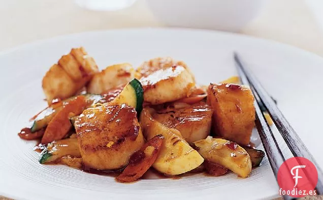 Vieiras al Wok con Salsa de Mandarina