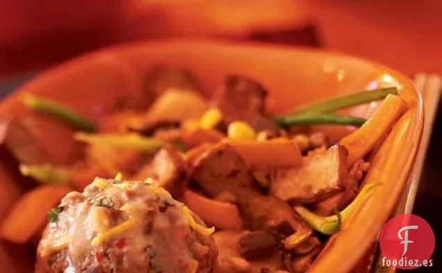 Albóndigas de Cabeza de León en Salsa de Coco Picante