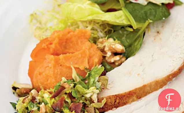 Puré de Ñame con Peras y Jugo de Mandarina