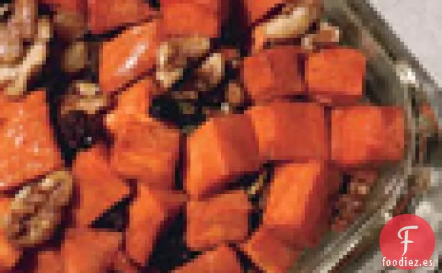 Ñames de Granate con Jarabe de Arce, Nueces y Pasas de Uva Confitadas