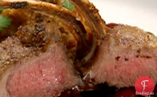 Costilla de Cordero de Nueva Zelanda con Puré de Batata y Ragú de Tres Frijoles
