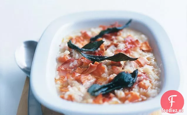 Risotto Al Horno Con Panceta, Batata Y Salvia