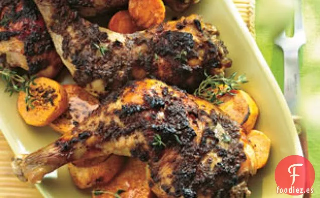 Pollo Especiado Asado Con Salsa Dulce glaseada De Canela Y Miel