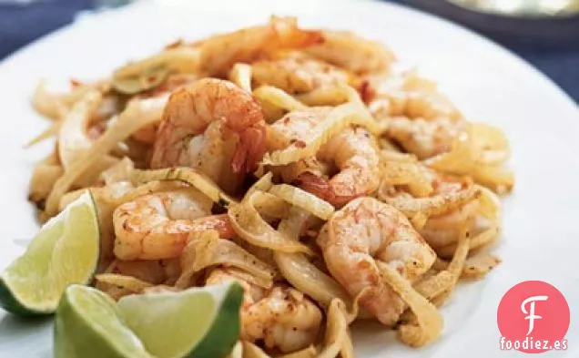 Camarones e Hinojo en Salsa de Ajo Caliente