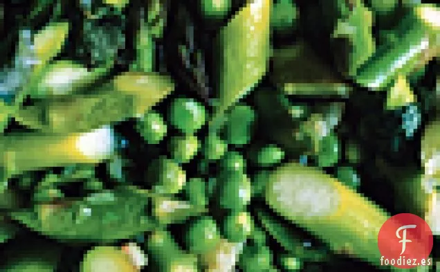 Espárragos, guisantes y albahaca (Piselli con Asparagi e Basilico)