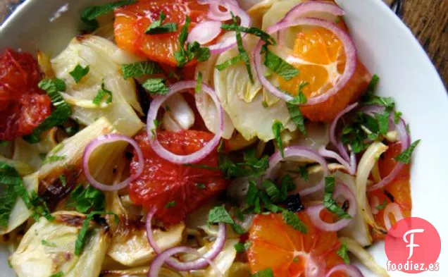 Hinojo Asado Con Ensalada De Naranja Y Menta