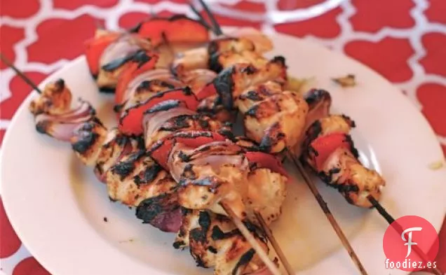 Kebobs de Pollo con Vino Blanco a Base de Hierbas