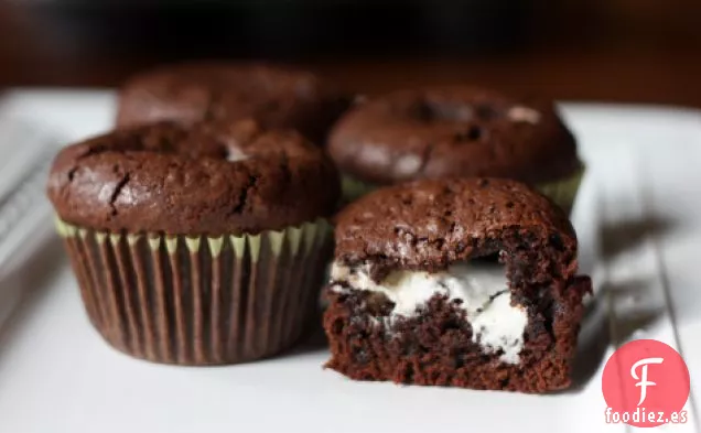 Cupcakes Brownie Rellenos de Menta