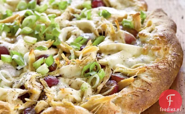 Pizza de Pollo, Uva Roja y Pesto