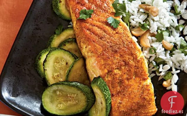 Salmón con Especias Indias y Arroz Basmati