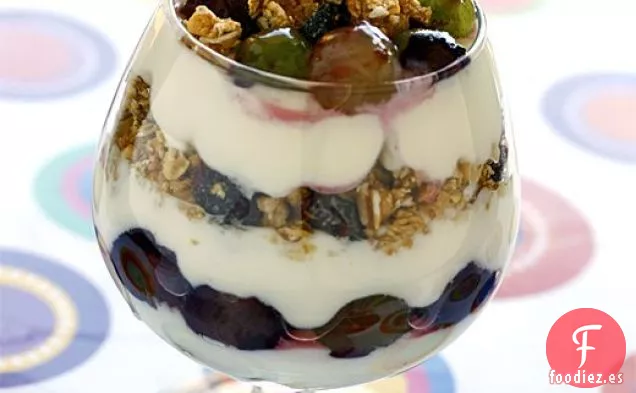 Receta De Parfait De Fruta Y Yogur (Parfait De Uvas Y Granola)