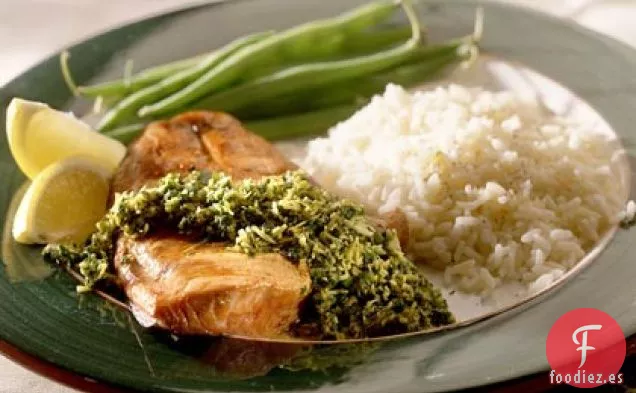 Salmón De Soja Con Chutney De Cilantro y Coco