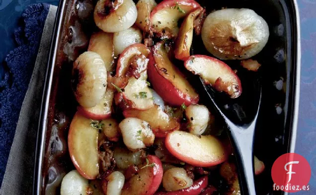 Cipollini y Manzanas con Tocino