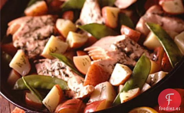 Salmón Con Limón y eneldo Con Patatas Rojas